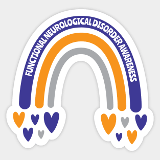 Functional Neurological Disorder Awareness Rainbow with hearts Sticker